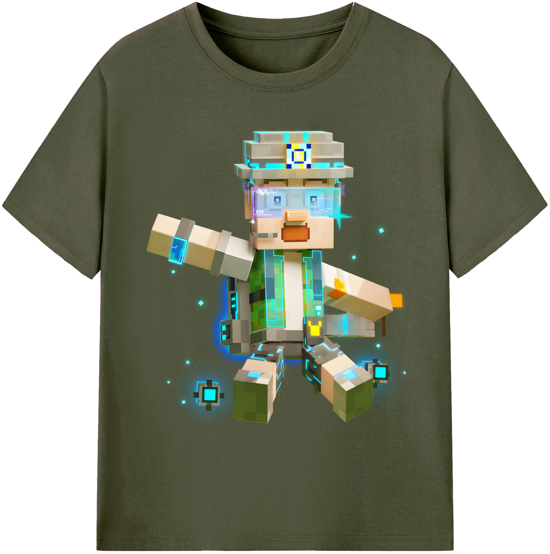 （画像用） マインクラフト ブロックの世界 Minecraft MC Block world 綿100％ メンズ半袖Tシャツ｜肌触りやわらか＆通気性